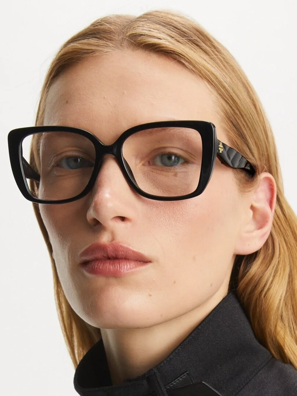 New Tory Burch TY2156U 1709 Black Oversized Cat Eye Frame Glasses Authentic